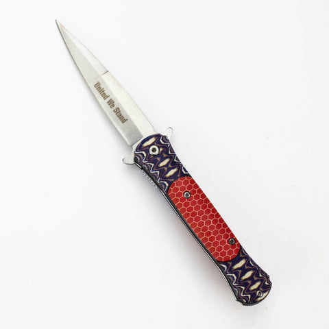 8.5" Folding Knife Rescue Stainless Steel Unique Art Handle Red [13433]_0