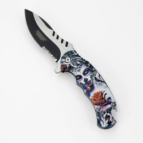 Defender-Xtream  8.5" Women with rose folding knife with bottle opener [13428]_0