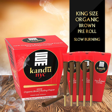Kandu NYC King Size Pre Rolled Cones, Display Box 21 Count with 3 Cones Each_0